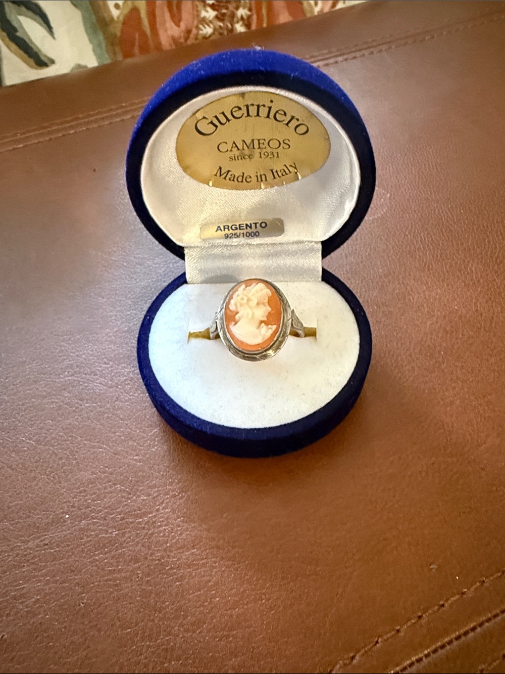 Guerriero Orange Cameo Silver Ring - Classic Italian Cameo